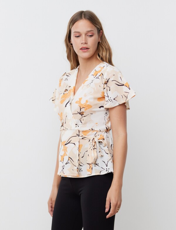 Blusa Lazo Flores MULTI/BEIGE