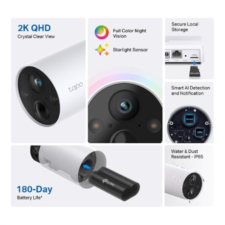 Cámaras de Vigilancia TAPO C420S2 Wi-Fi 2K con Batería Recargable y Detección IA Avanzada Cámaras de Vigilancia TAPO C420S2 Wi-Fi 2K con Batería Recargable y Detección IA Avanzada
