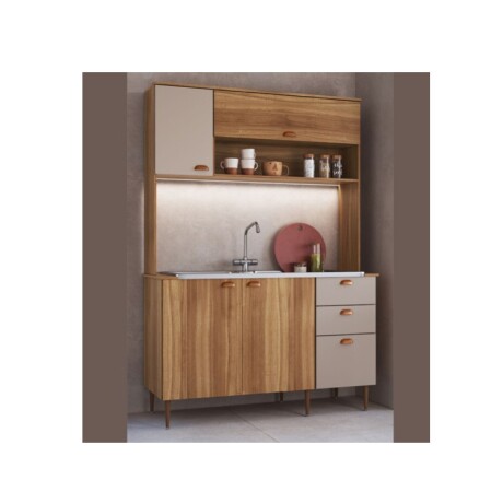 COCINA COMPACTA 2.01M NOGAL/CINAMON COCINA COMPACTA 2.01M NOGAL/CINAMON
