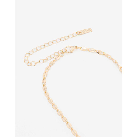 Collar Largo Con Beads Nacarados. Dorado