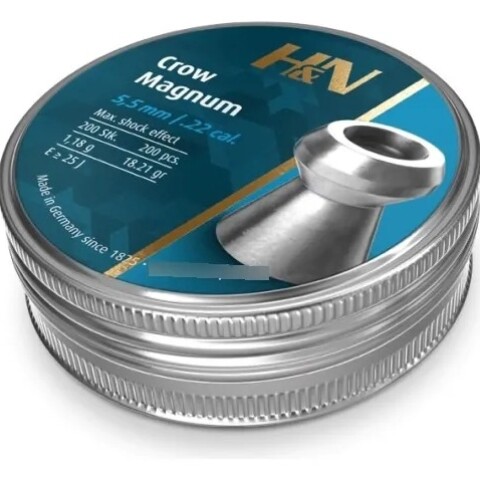 Chumbos HyN Crow Magnum 5.5mm 18.21 grains x 200 Unidad Chumbos HyN Crow Magnum 5.5mm 18.21 grains x 200 Unidad