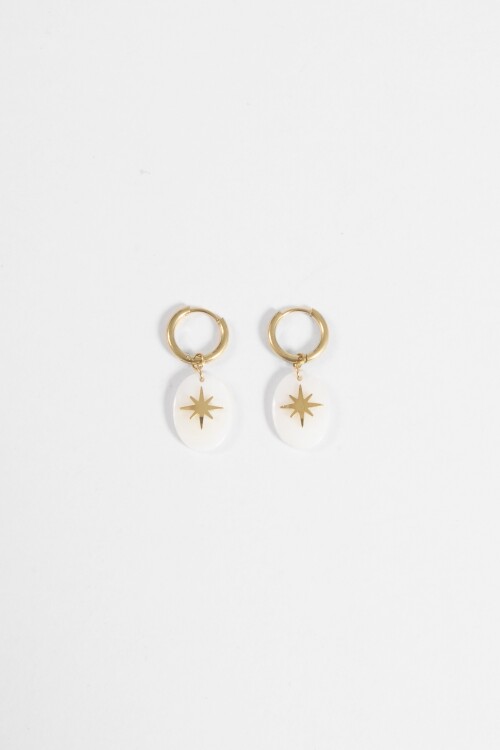 Aros acero dije estrella dorado
