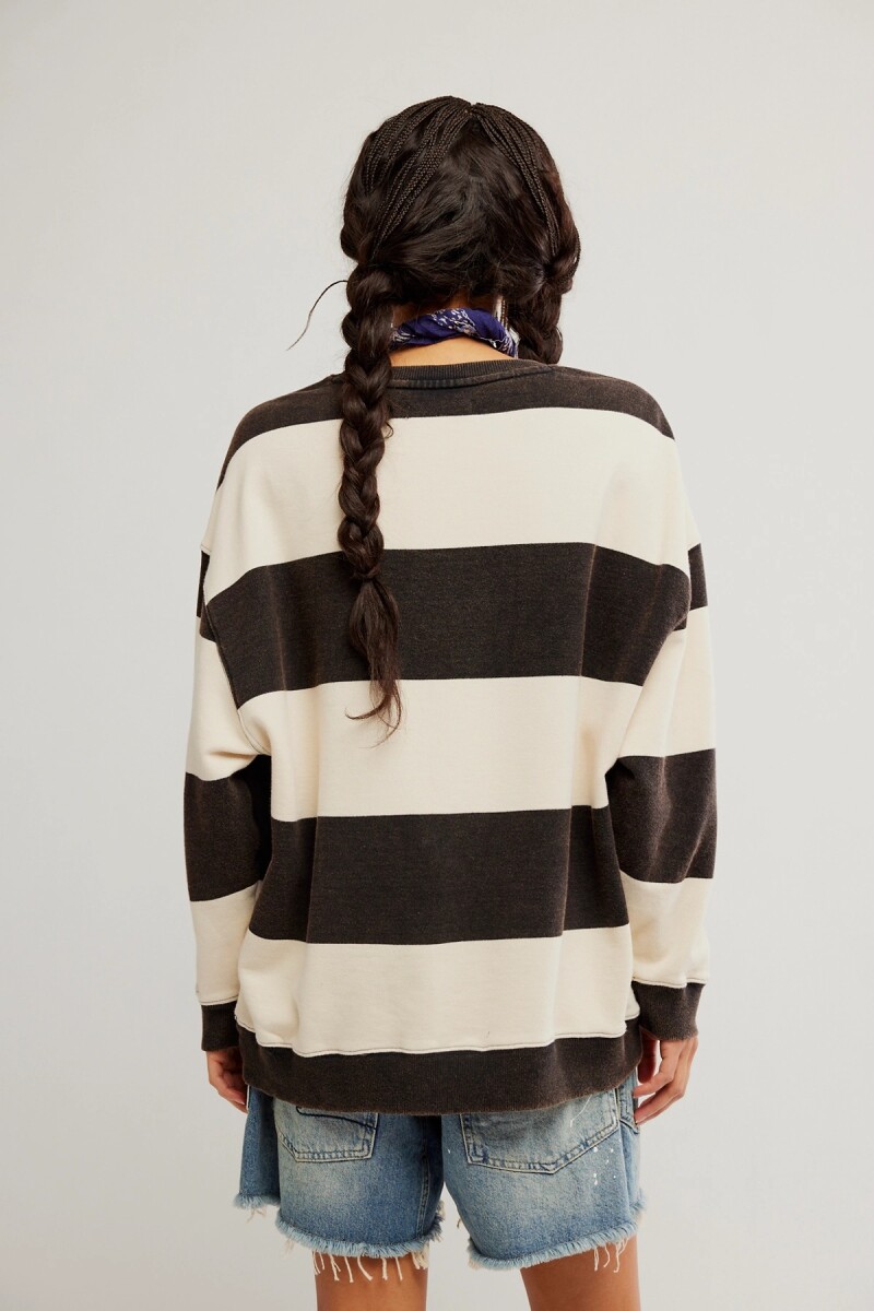 REMERA RAYAS CLASSIC CREW Negro