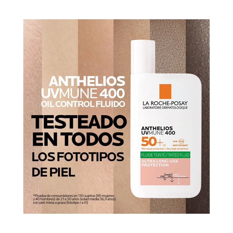 Fluido Protector Solar SPF50+ La Roche Posay Anthelios Uvmune 400 Oil Control Color 50ml Fluido Protector Solar SPF50+ La Roche Posay Anthelios Uvmune 400 Oil Control Color 50ml