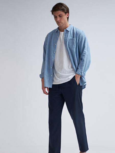 Pantalón de lino Azul Marino