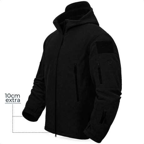 Campera Polar Uzspace Táctica Con Capucha Invierno Negro