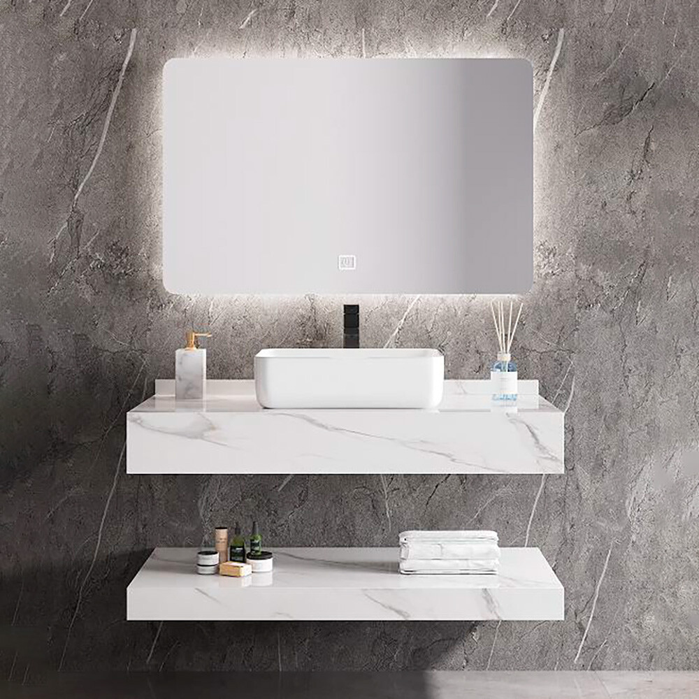 CONJUNTO DE BAÑO HABITARE MODELO NS1001-100T / MUEBLE + BACHAS + ESPEJO CON LUZ Conjunto De Baño Habitare Modelo Ns1001-100t / Mueble + Bachas + Espejo Con Luz