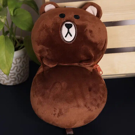 Almohada de viaje con tapaojos animalitos- Chancho Marron