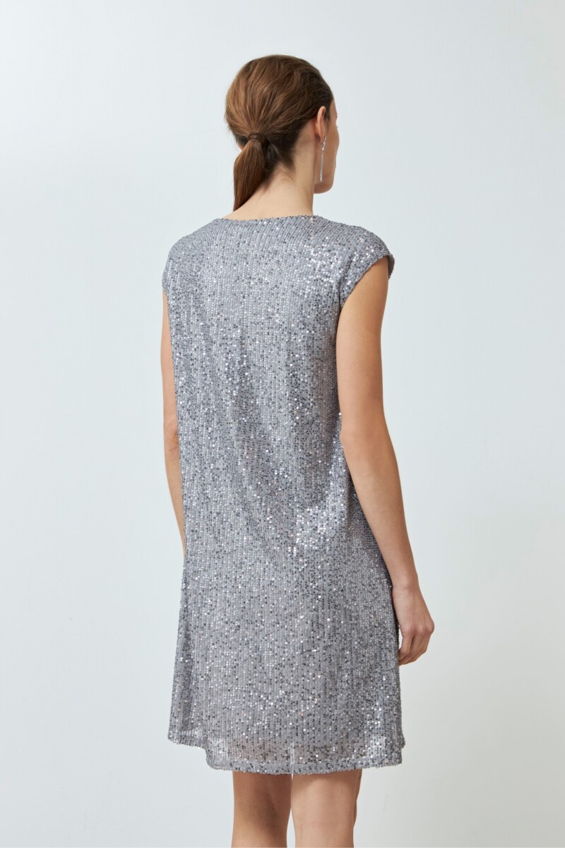 Vestido midi lentejuelas plateado