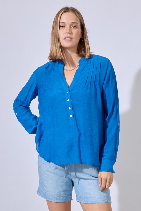 Blusa Plisada AZUL