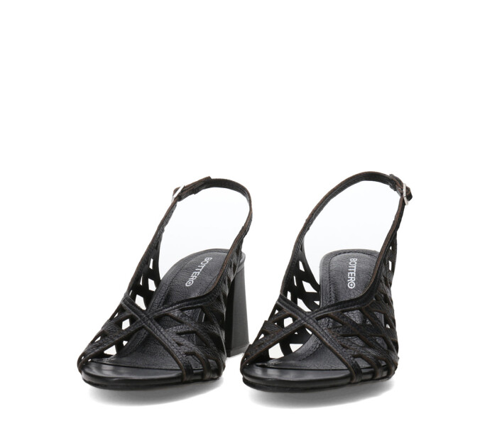 Sandalias de Mujer Bottero Cuero Calado Negro