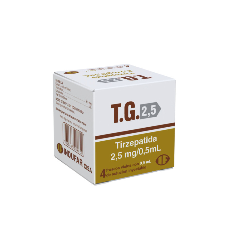 T.G 2,5 MG/0,5ML VIAL CJ X 4 VIAL única
