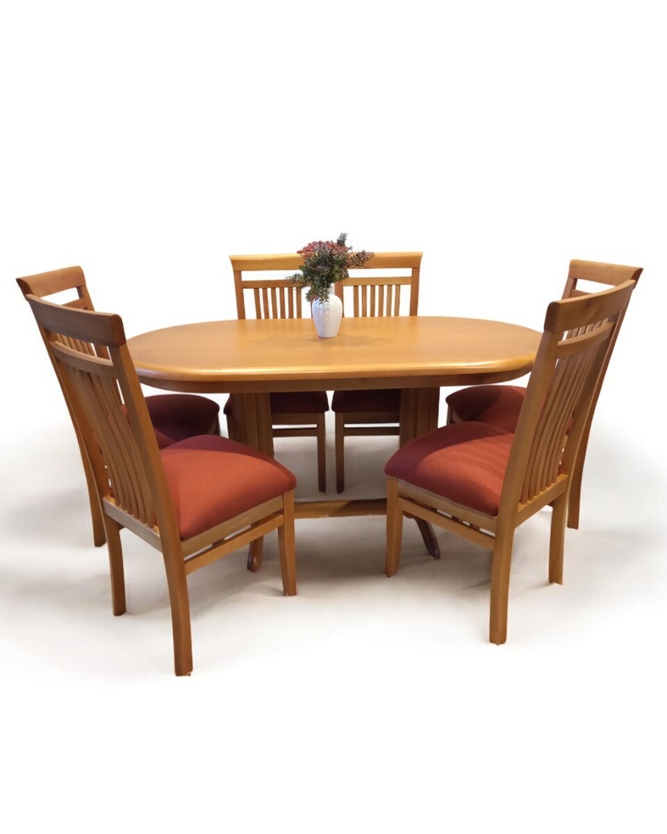 Juego de comedor oval, 6 sillas peinetas 