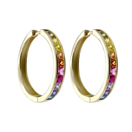 Par de aros de plata 925 con baño de oro amarillo y circonias. Par de aros de plata 925 con baño de oro amarillo y circonias.