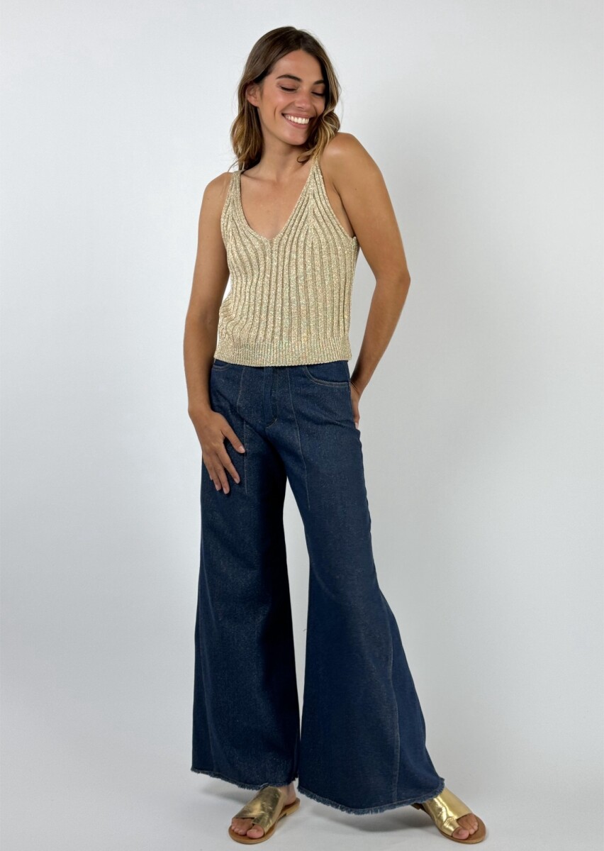 PANTALÓN JACINTO JEAN LAMINADO - DORADO 