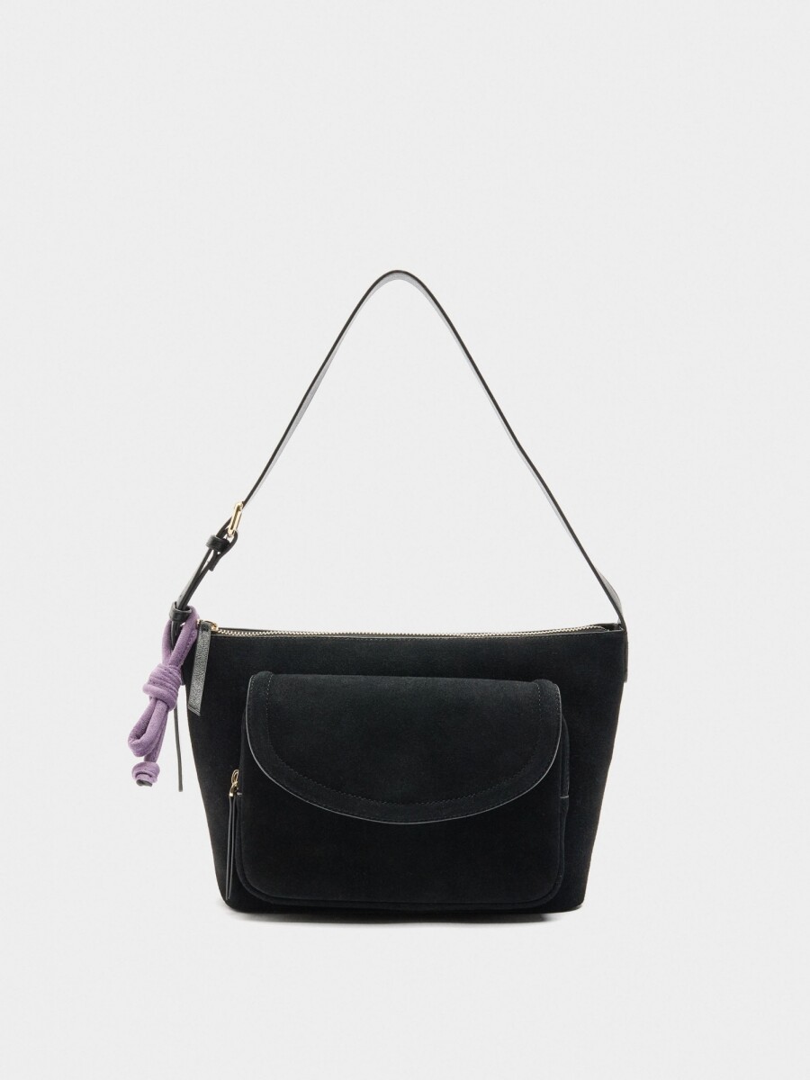 Bolso De Hombro Con Piel negro