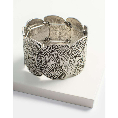 Pulsera Elástica Metal Folk Plateado Antique Silver