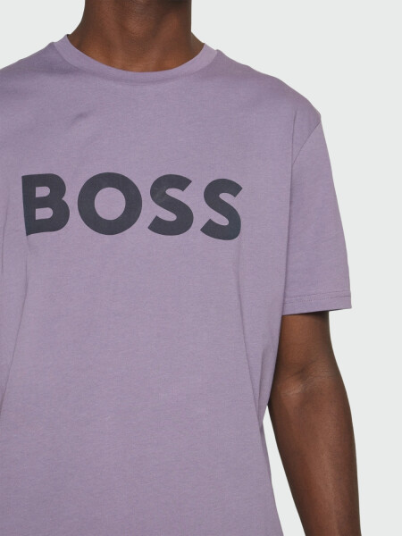 BOSS -Remera de algodón con logo, regular fit , THINKING Violeta