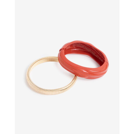 Pulsera Rígida Metal Y Esmalte Dorado