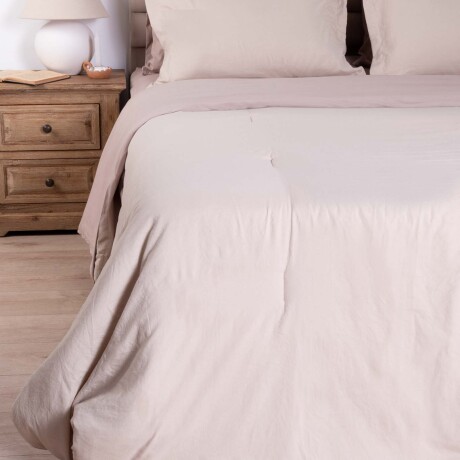 SET DE ACOLCHADO 2 PLAZAS POLIESTER NATURAL-BEIGE PREWASHED AVENA