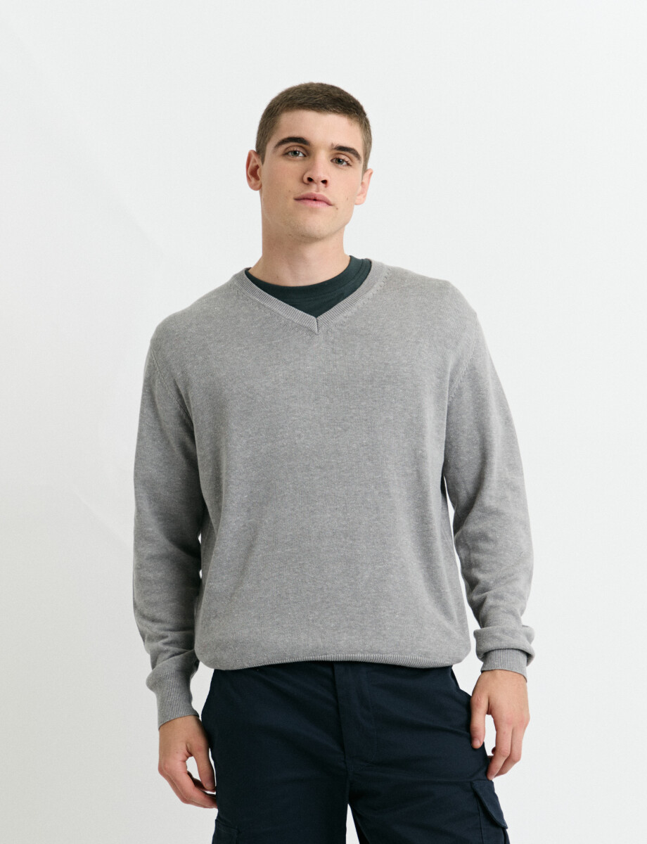 470985 SWEATER HARRINGTON LABEL Gris Medio