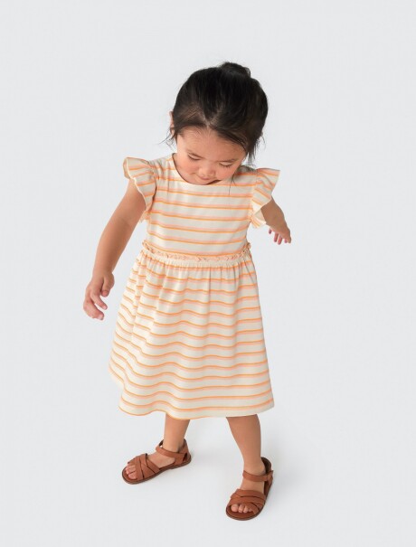 VESTIDO INFANTIL CON RAYAS NARANJA