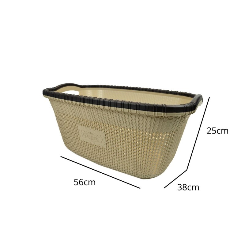 Canasto para ropa símil ratan 40 litros BEIGE