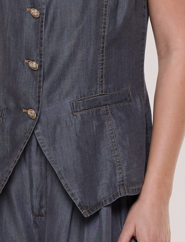 Chaleco Lyocell Con Botones Metalizados GRIS