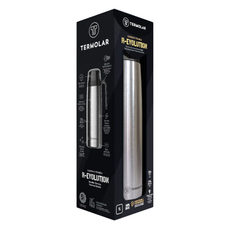 Set Matero Termo Termolar R-Evolution 1L + Mate 240ml c/Tapa Plateado