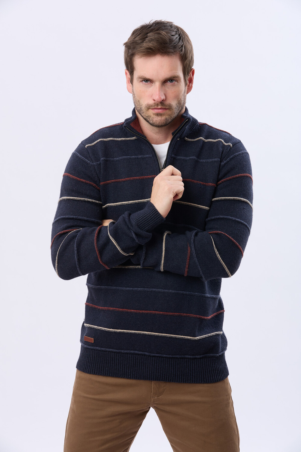 BUZO ALGODÓN TEJIDO 1/2 CIERRE Azul