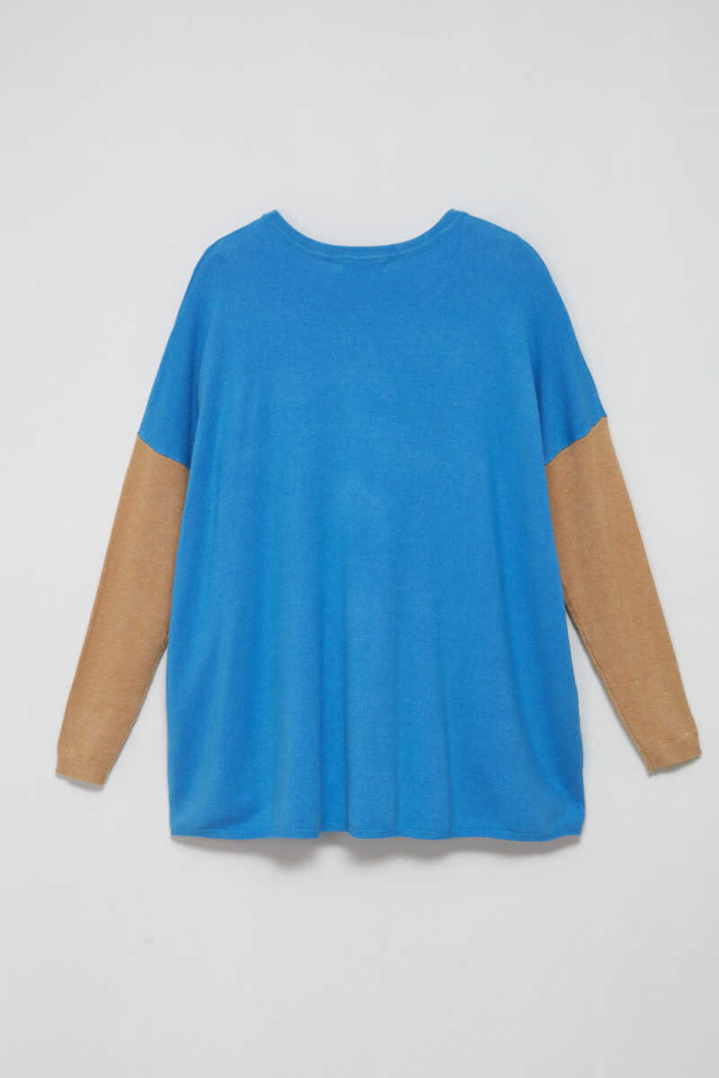 Sweater de punto combinado Turquesa