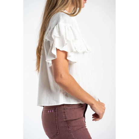 Blusa Volados Algodón Nacar