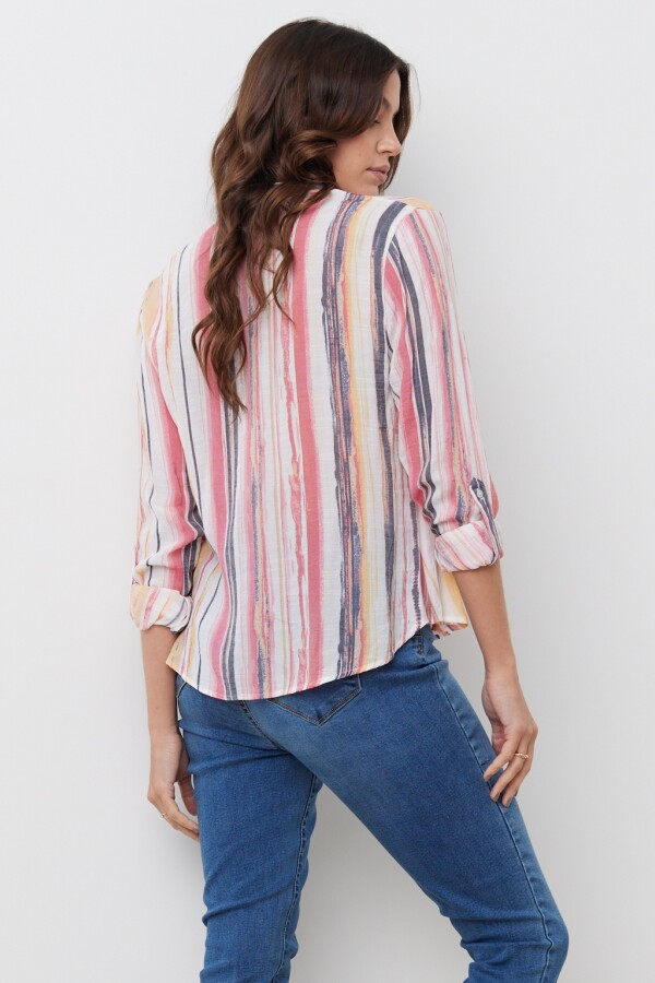 Blusa Botones Printed ROJO/MULTI