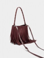 Bolso Bombonera Con Flecos Largos burdeos