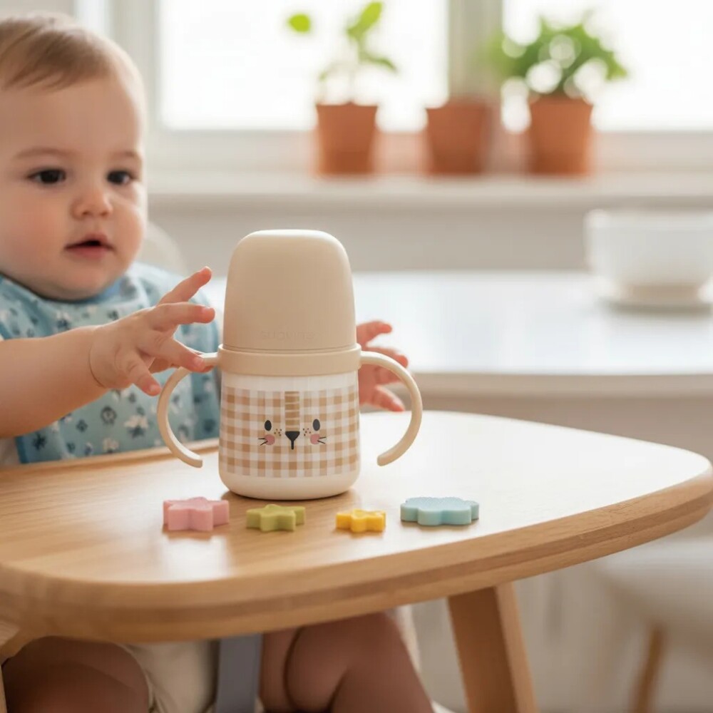 Vaso First Bottle SX PRO 6m+ SUAVINEX cuadrille beige