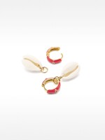 Aros Esmaltados Con Conchas rosa
