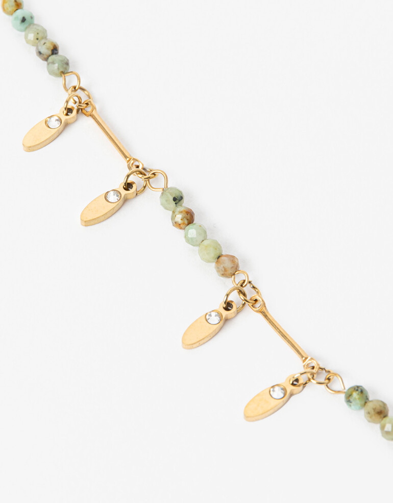 Pulseras Flexibles Piedra Pulsera De Acero Con Piedras - Dorado