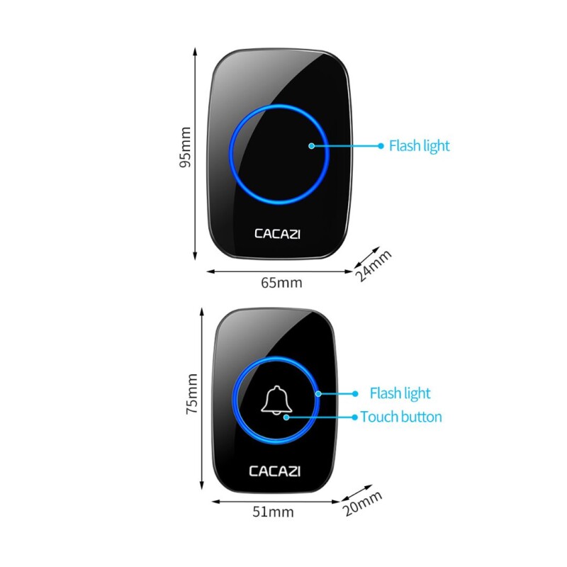 Timbre Inalámbrico Exterior Cacazi Doble Receptor Luz Led Timbre Inalámbrico Exterior Cacazi Doble Receptor Luz Led