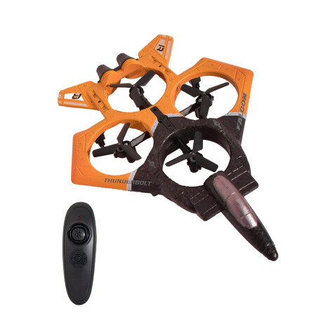 Set Juegos Control Remoto Auto Acrobacia 360 + Avión Combate Naranja