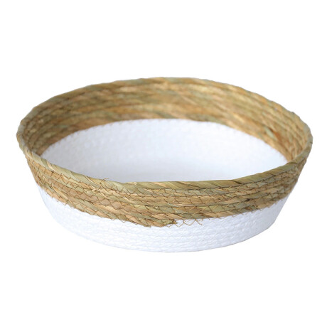 Cesto Canasto de Fibra Natural Paramount Decoración Ø30x9Cm Blanco