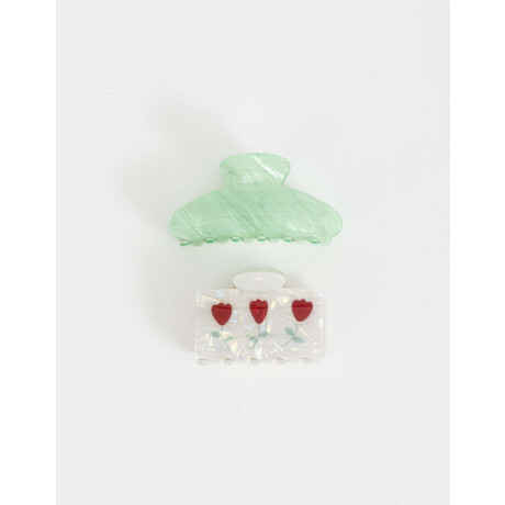 Set De Broches Combinacion Bicolor