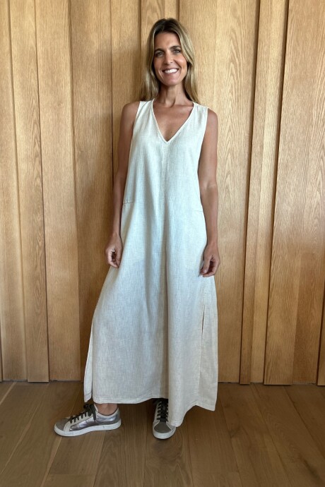Vestido Formentera Lino beige melange