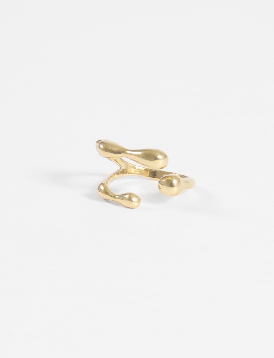 Anillo acero ajustable gota - dorado 