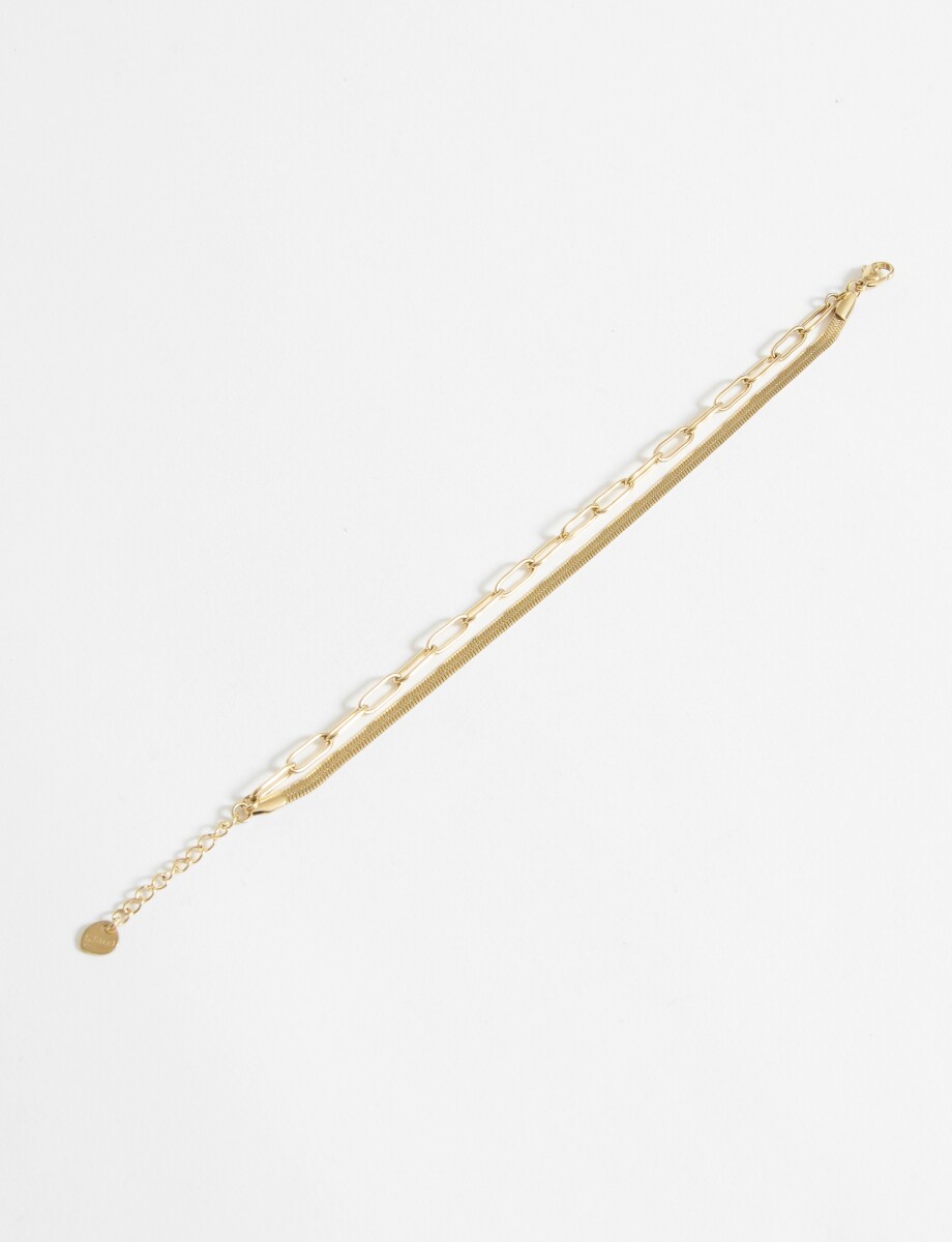 Pulsera de acero doble cadena - dorado 