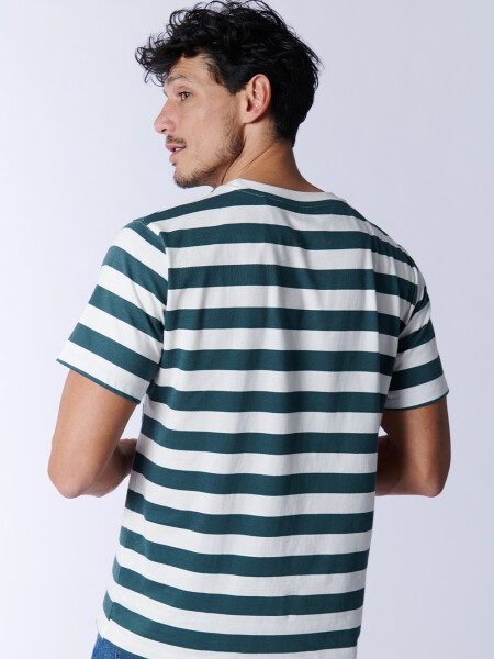 Remera Bordado Verde y Crudo