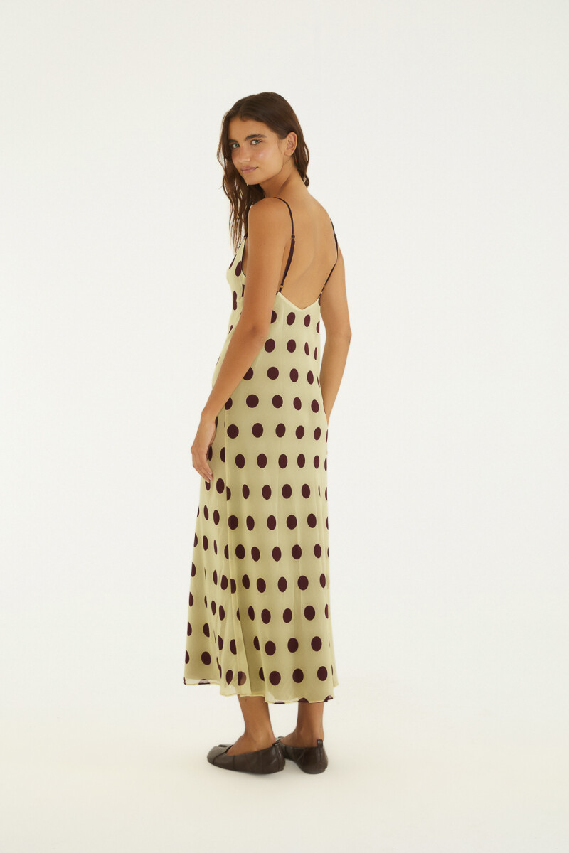 VESTIDO LENCERO LUNARES Amarillo