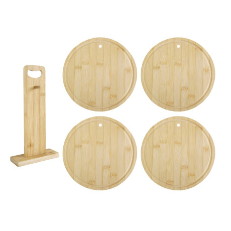 Set de 4 tablas redondas con soporte Set de 4 tablas redondas con soporte