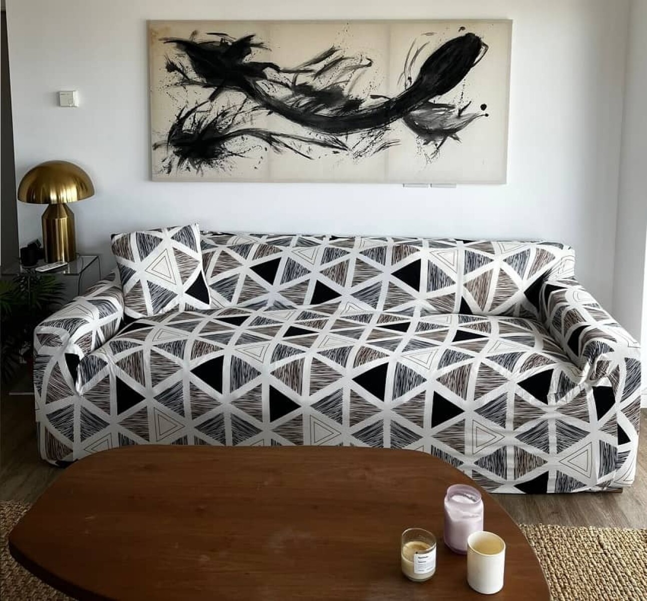Funda sillón 4 cuerpos estampada - Triángulos 