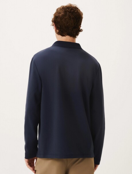 POLERA MANGA LARGA CON CUELLO POLO AZUL