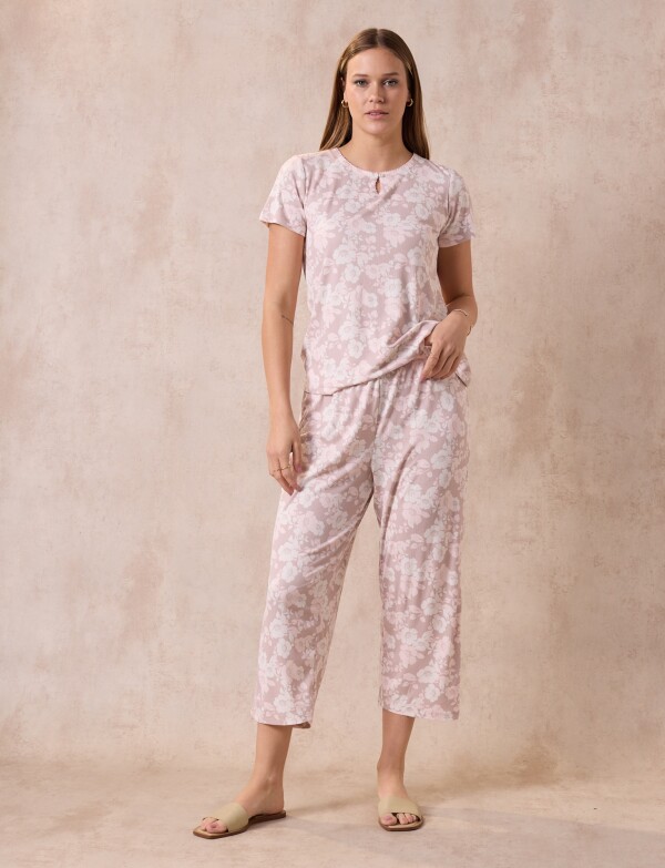 Pijama C/capri MULTI/ROSA